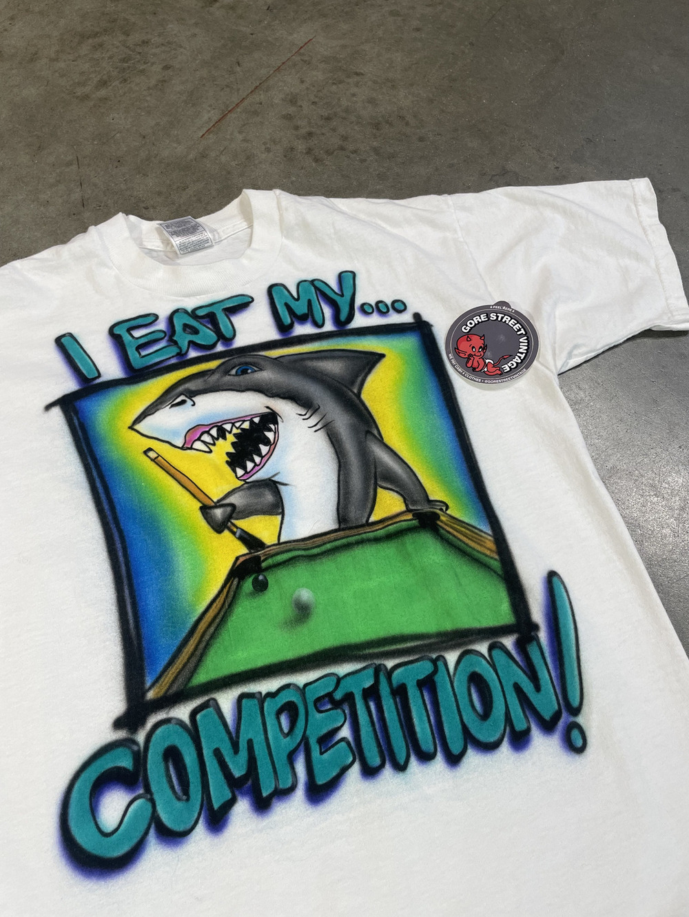 Vintage 90s Airbrush Pool Shark Billiards Tee L 20x27